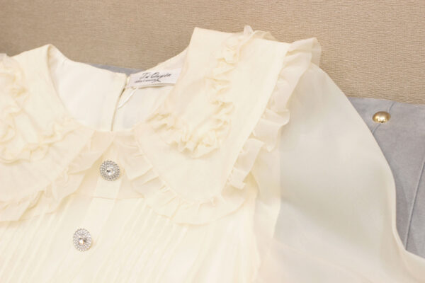Váy Babydoll Ruffle Cổ Peter Pan Tay Bồng Thắt Nơ Điệu Đà - Phong Cách Tiểu Thư, Mặc Đi Chơi, Du Lịch, Hẹn Hò - Hình ảnh 3