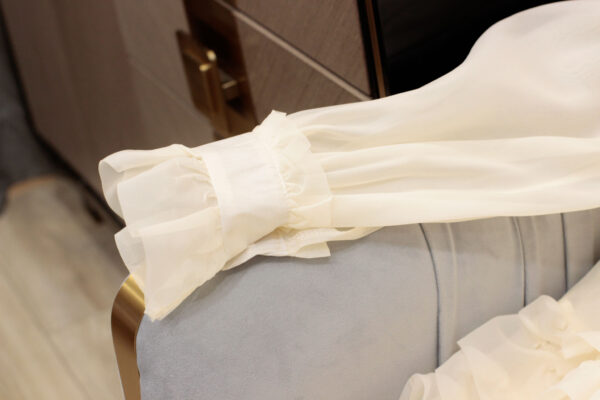 Váy Babydoll Ruffle Cổ Peter Pan Tay Bồng Thắt Nơ Điệu Đà - Phong Cách Tiểu Thư, Mặc Đi Chơi, Du Lịch, Hẹn Hò - Hình ảnh 5