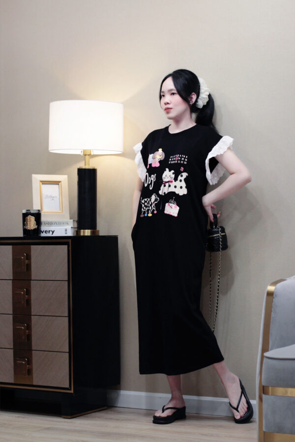 Váy suông dáng dài họa tiết hoạt hình dễ thương - Hình ảnh 5