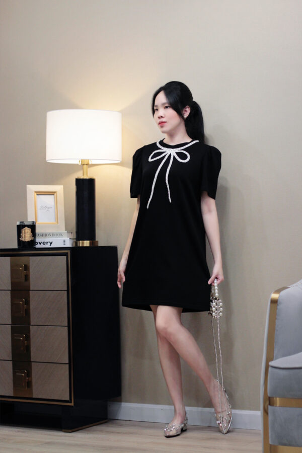Váy Nữ Suông Cổ Nơ Tiểu Thư Thanh Lịch - Mẫu Váy Đẹp Mới Nhất - Hình ảnh 2