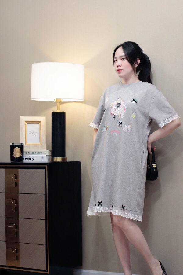 Váy suông nữ họa tiết hoạt hình dễ thương, váy mặc nhà chất liệu thoáng mát - Hình ảnh 16
