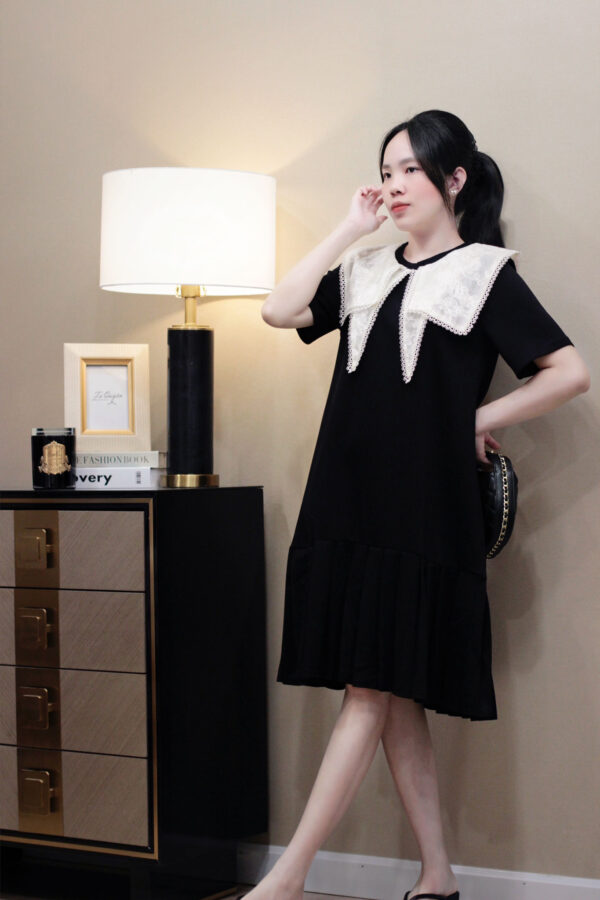 Váy nữ cổ ren tiểu thư dáng xòe thanh lịch - Hình ảnh 2