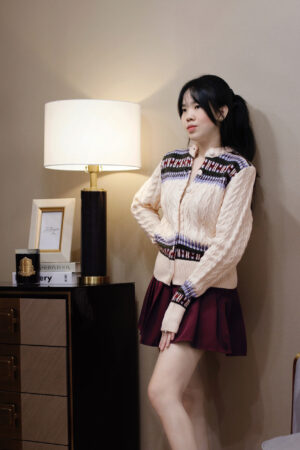 Áo Len Cardigan Cổ Tròn Tay Dài Họa Tiết Độc Đáo - Phong Cách Thời Trang Ấm Áp, Năng Động