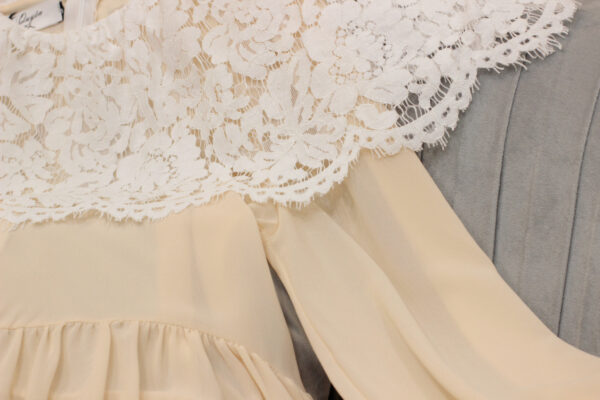Áo Peplum Cổ Tròn Viền Bèo Ren Tay Dài Bo Thanh Lịch - Hình ảnh 3