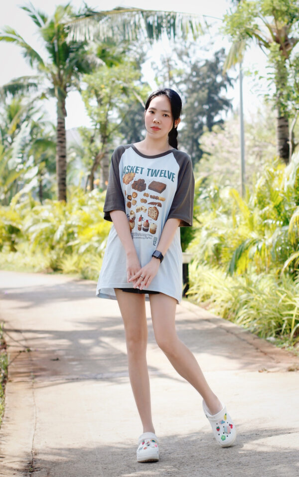 Áo Thun Cổ Tròn Tay Ngắn Phối Màu Họa Tiết Thời Trang Nữ - Hình ảnh 7