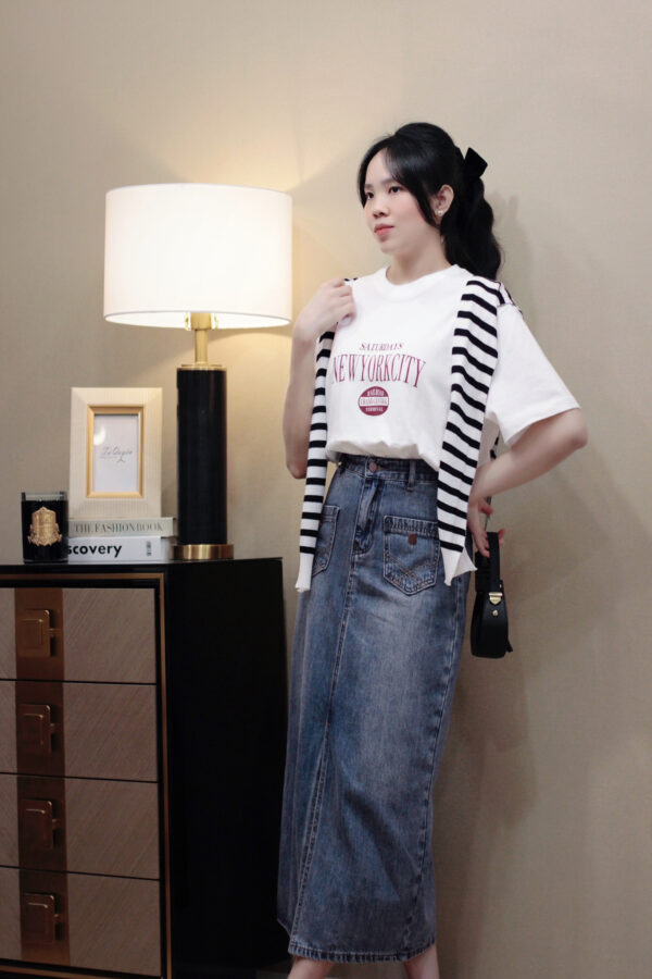 "Áo Thun Nữ Cổ Tròn In Chữ Tay Ngắn Phong Cách Casual" - Hình ảnh 5