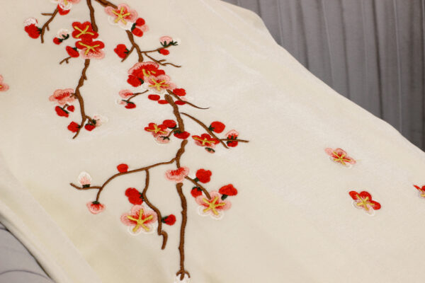 Váy Midi Nhung Cổ Tròn Thêu Hoa 2 Túi Bên Sát Nách - Hình ảnh 12