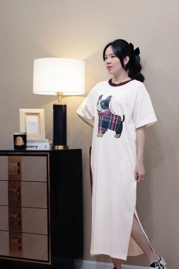 Váy Midi Thun Cổ Tròn Hình Cún Tay Ngắn 2 Túi Bên - Phong Cách Daily, Đi Chơi, Du Lịch - Hình ảnh 16