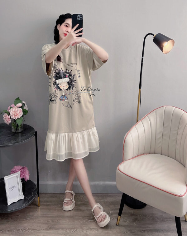 Váy suông chữ A họa tiết hoạt hình dễ thương - Thời trang nữ trẻ trung, năng động - Hình ảnh 13