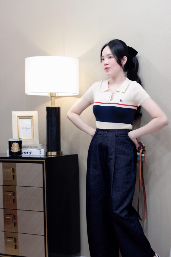 Áo Len Cổ Polo 3 Nút Thêu Chữ N Tay Ngắn - Phong Cách Thời Trang Thanh Lịch - Hình ảnh 6