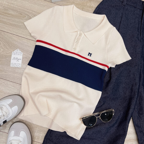 Áo Len Cổ Polo 3 Nút Thêu Chữ N Tay Ngắn - Phong Cách Thời Trang Thanh Lịch - Hình ảnh 4