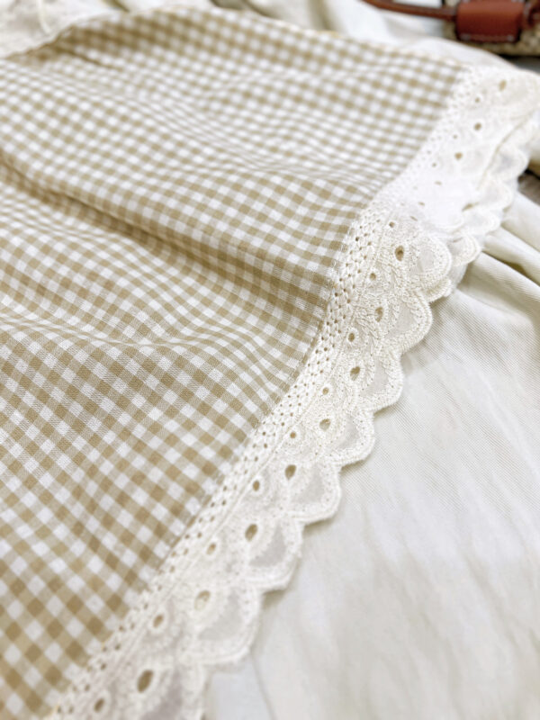 Áo Sơ Mi Nữ Cổ Tròn Caro Tay Sát Nách Viền Bèo Phong Cách Vintage - Hình ảnh 4