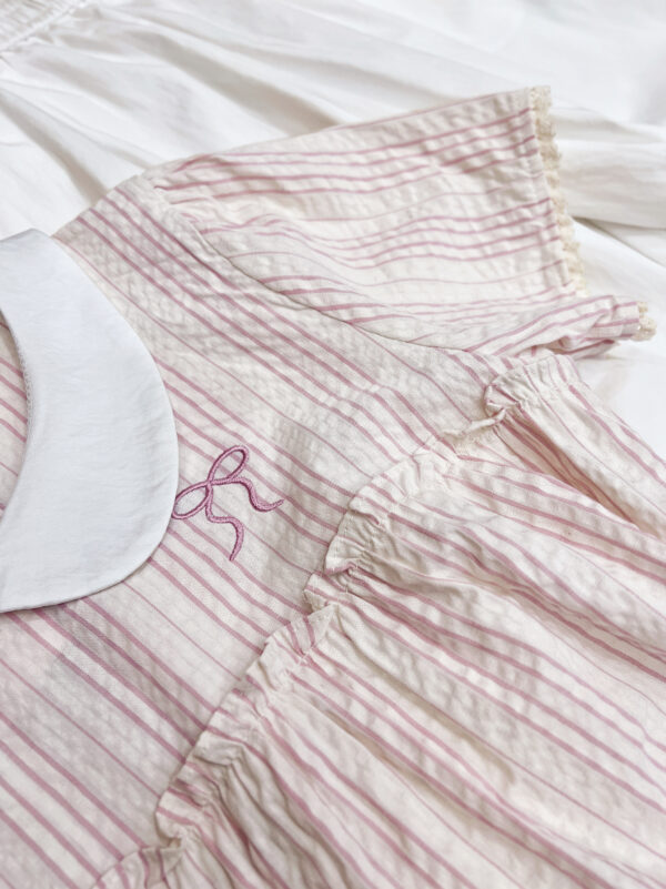 Áo Sơ Mi Croptop Cổ Sen Tay Ngắn Kẻ Sọc Phong Cách Thời Trang Nữ Đi Chơi Du Lịch - Hình ảnh 5