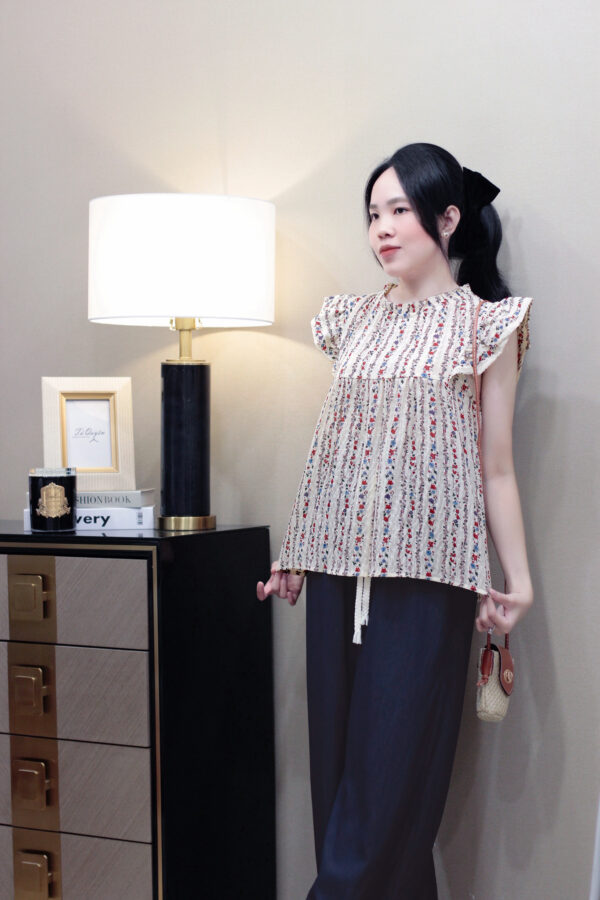 Áo Sơ Mi Voan Hoa Cổ Tròn Tay Cánh Tiên Thời Trang Nữ - Hình ảnh 6