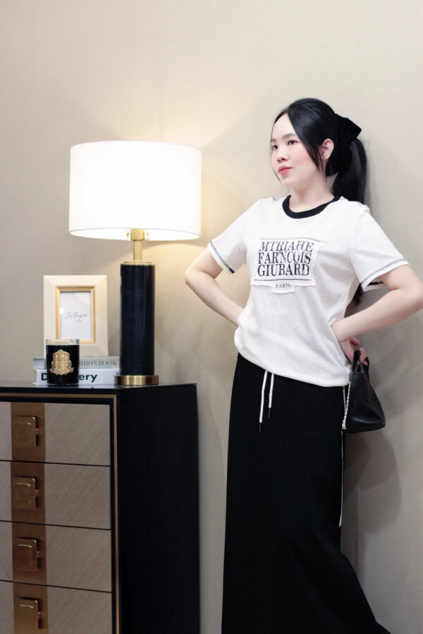 Áo Thun Cổ Tròn Phối Màu Kiểu Rách In Chữ Tay Ngắn - Ảnh 5