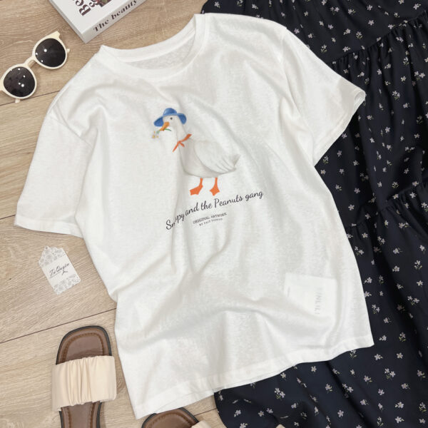 Áo Thun Cổ Tròn In Hình Vịt Tay Ngắn Phong Cách Casual - Thoải Mái, Năng Động - Hình ảnh 5
