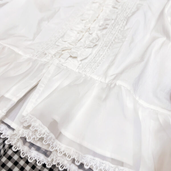 Set áo peplum cổ tim viền bèo tay ngắn bo chun và chân váy dài caro lưng thun - Hình ảnh 3