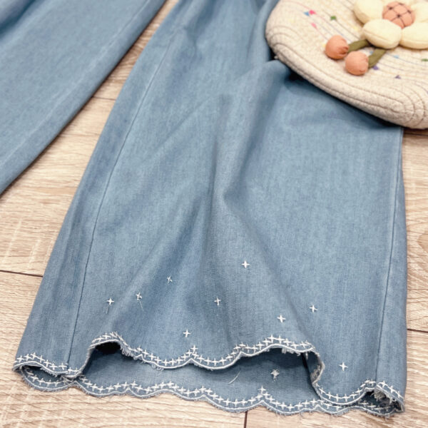 Áo Sơ Mi Sọc Viền Ren Tay Ngắn Phồng Croptop Thô Đi Chơi Du Lịch - Ảnh 4