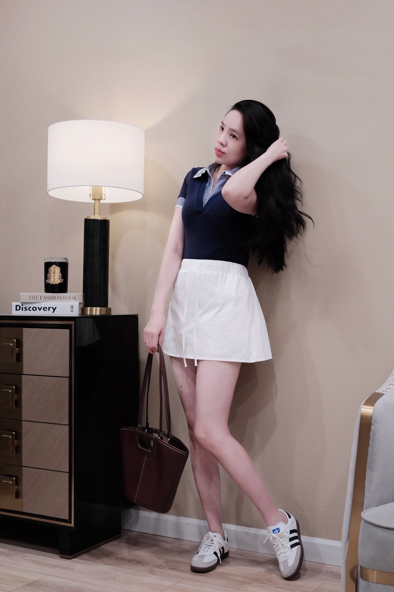 Áo Len Cổ Sen Caro Khóa Kéo Tay Ngắn Nữ Tính - Phong Cách Thời Trang Đi Chơi - Ảnh 2