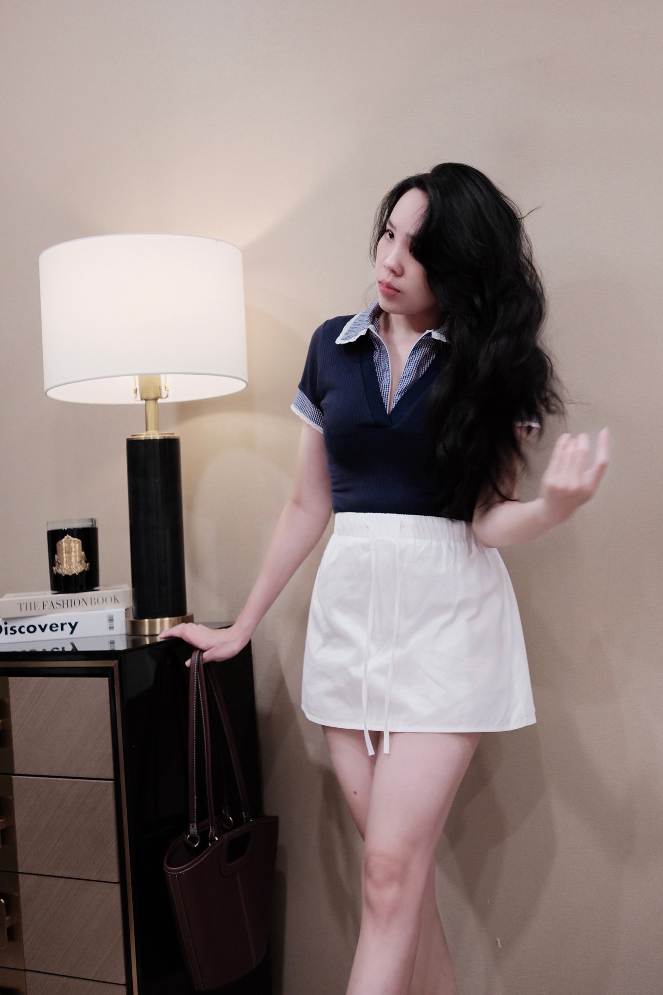 Áo Len Cổ Sen Caro Khóa Kéo Tay Ngắn Nữ Tính - Phong Cách Thời Trang Đi Chơi - Ảnh 4