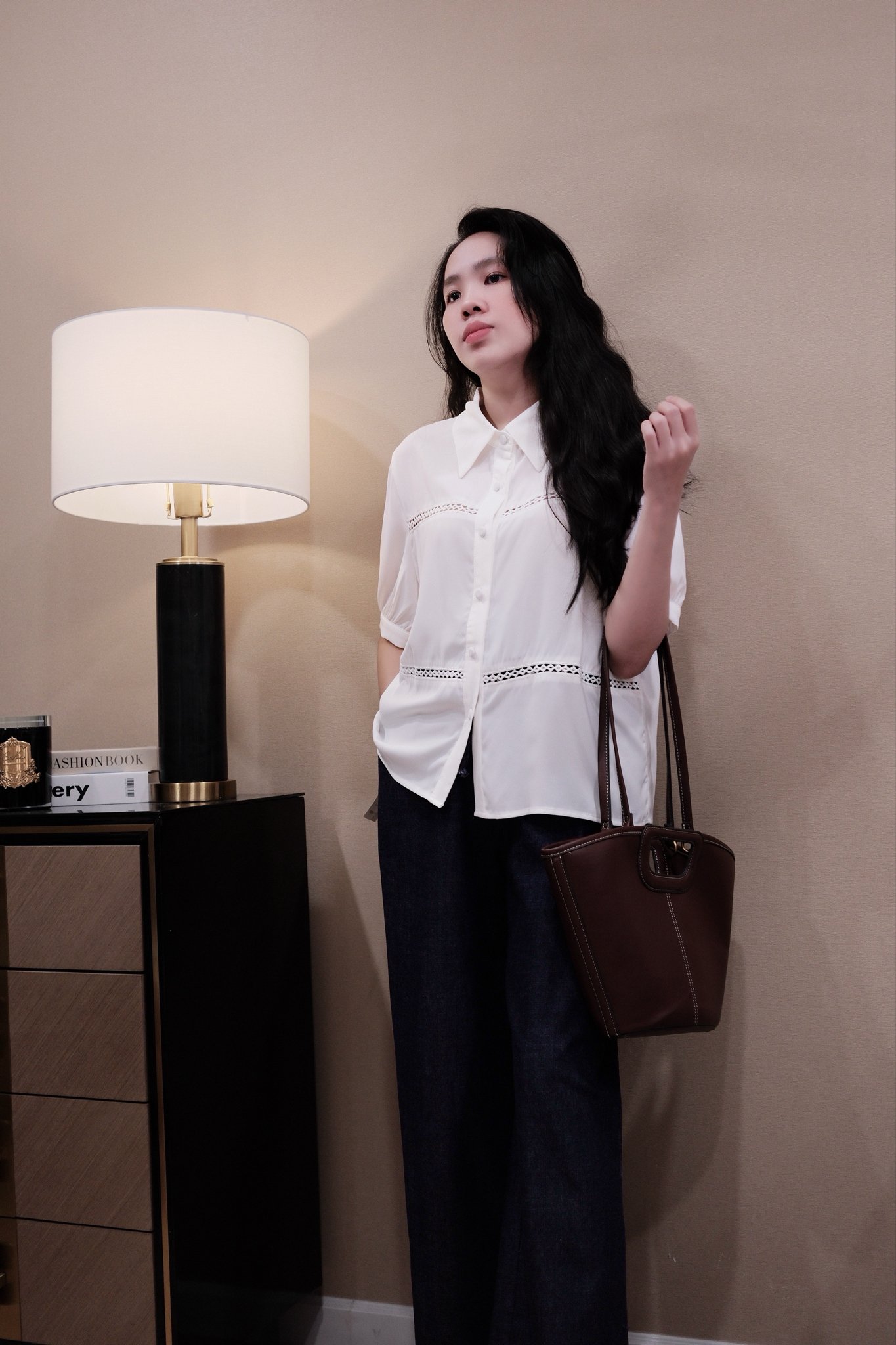 Áo Sơ Mi Voan Nút Bọc Viền Ren Tay Ngắn Cài Nút - Ảnh 4