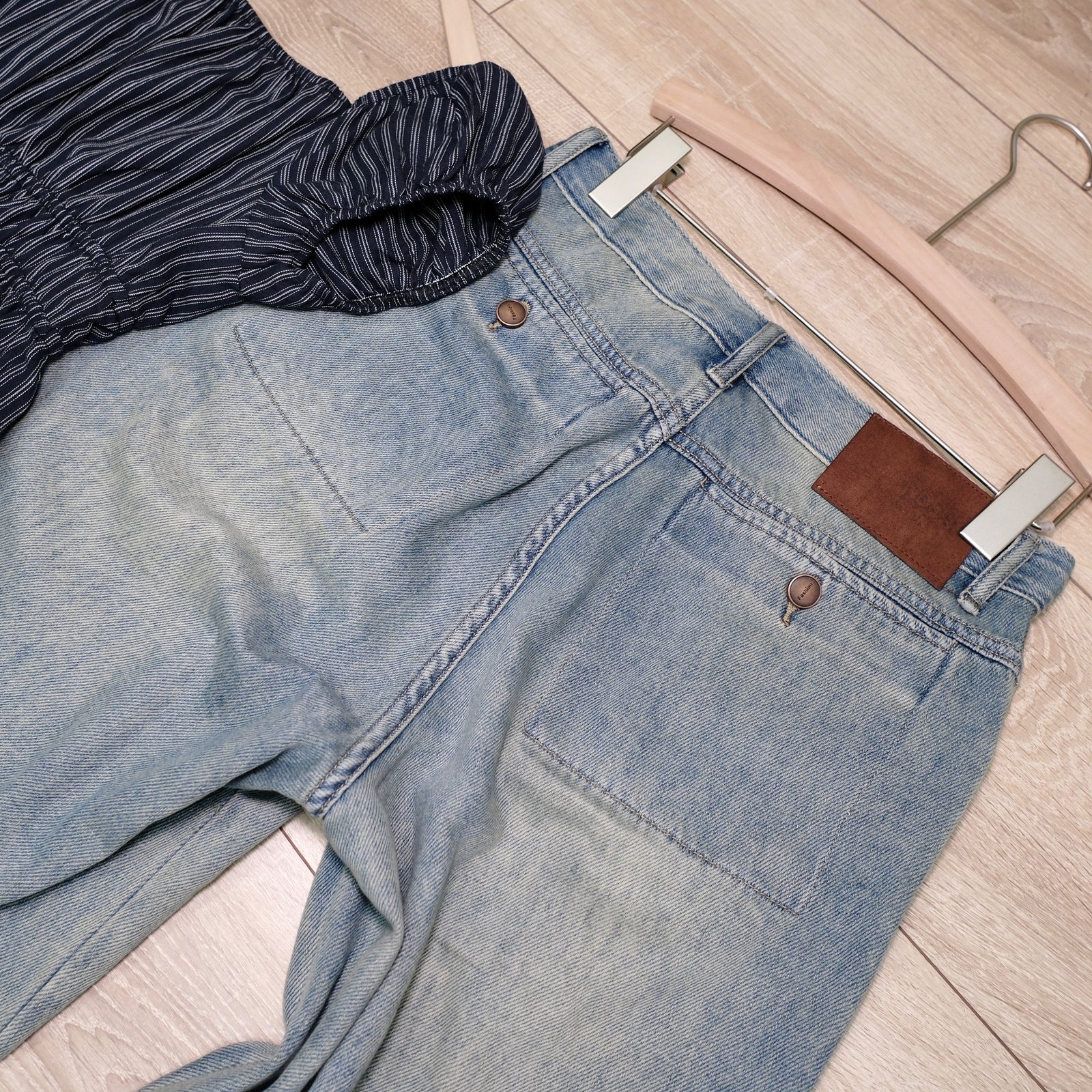 Áo Sơ Mi Cổ Vuông Rút Dây Kẻ Sọc Eo Chun Tay Ngắn Bo Chun - Ảnh 7