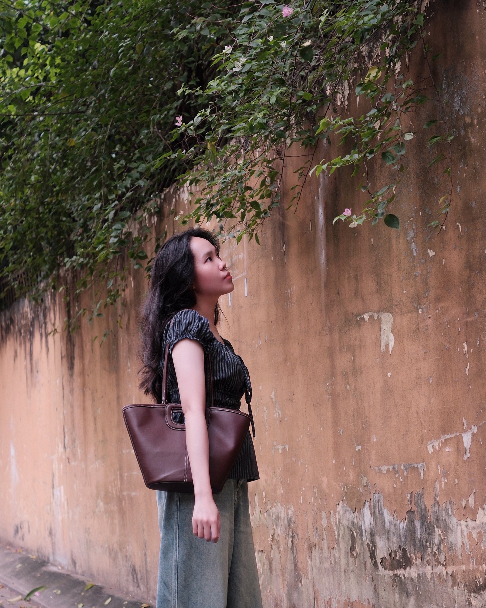 Áo Sơ Mi Cổ Vuông Rút Dây Kẻ Sọc Eo Chun Tay Ngắn Bo Chun - Ảnh 5