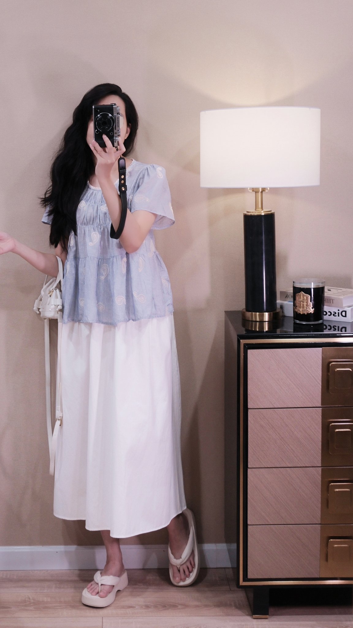 Áo kiểu nữ kẻ sọc viền ren nhún ngực tay cánh tiên - Ảnh 4