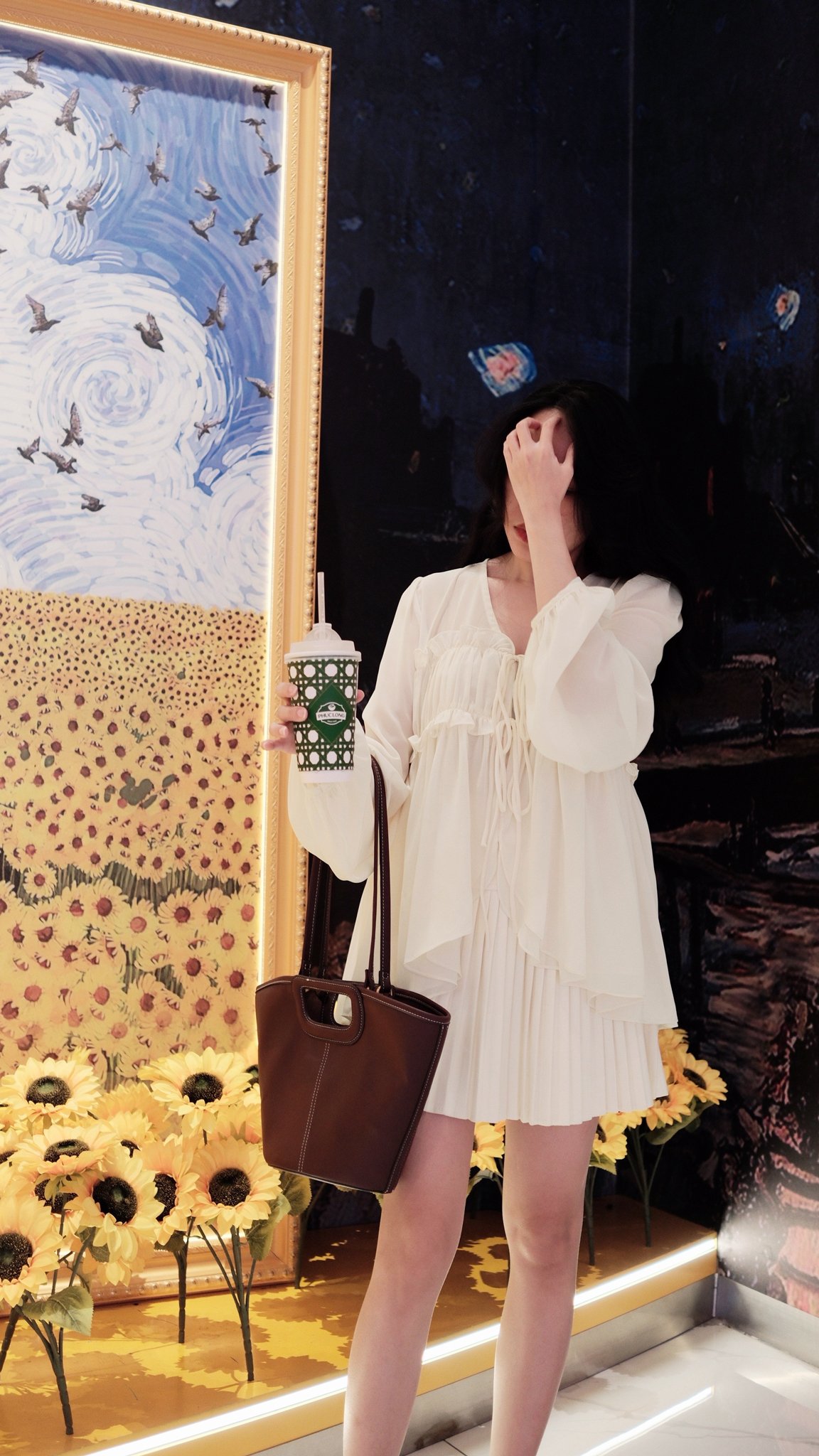 Áo Sơ Mi Cổ Tim Cột Nơ Xếp Tầng Tay Dài Bo Phong Cách Nữ Tính - Ảnh 5