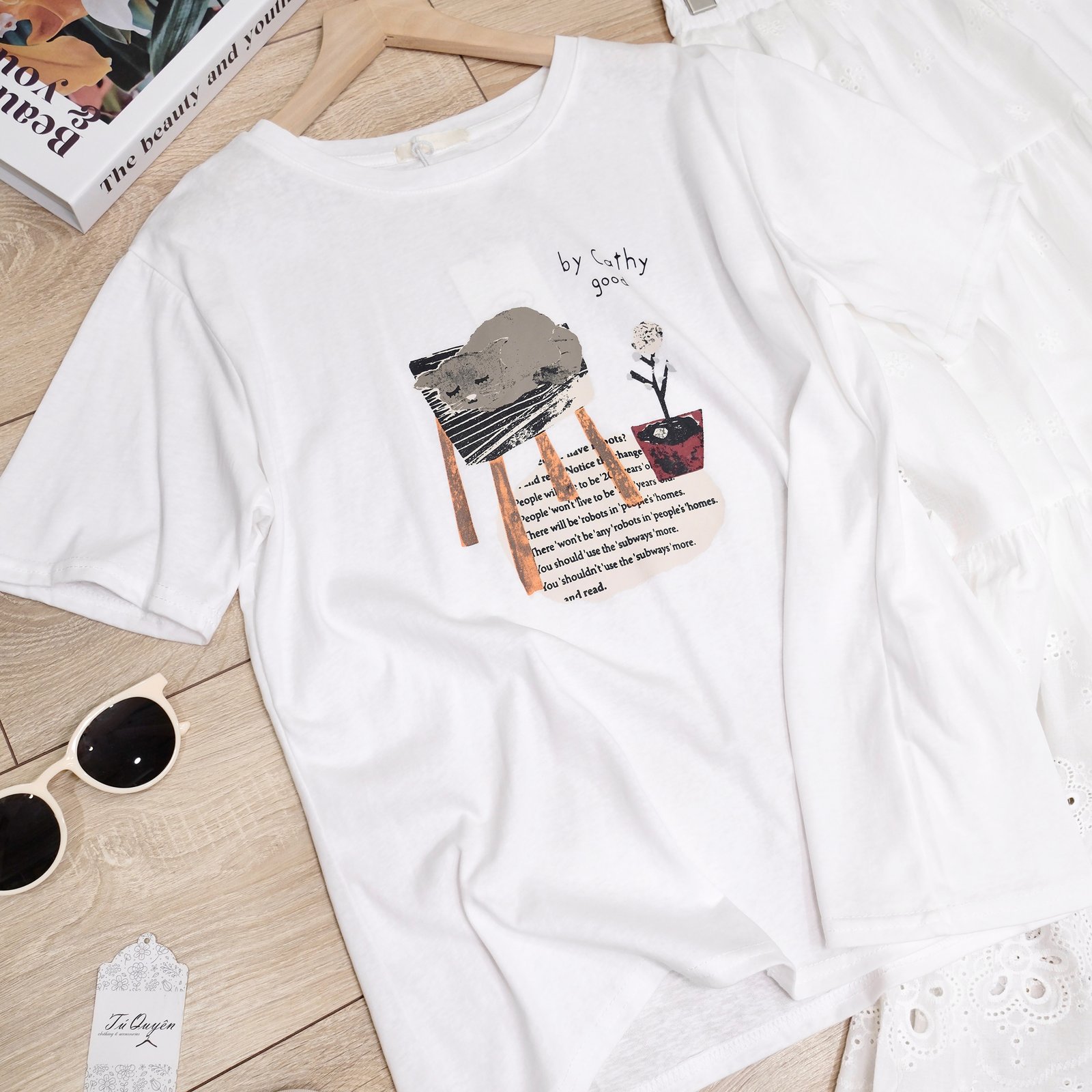 Áo Thun Cổ Tròn In Hình Mèo Tay Ngắn Phong Cách Casual - Mặc Hàng Ngày, Đi Chơi, Du Lịch - Ảnh 4