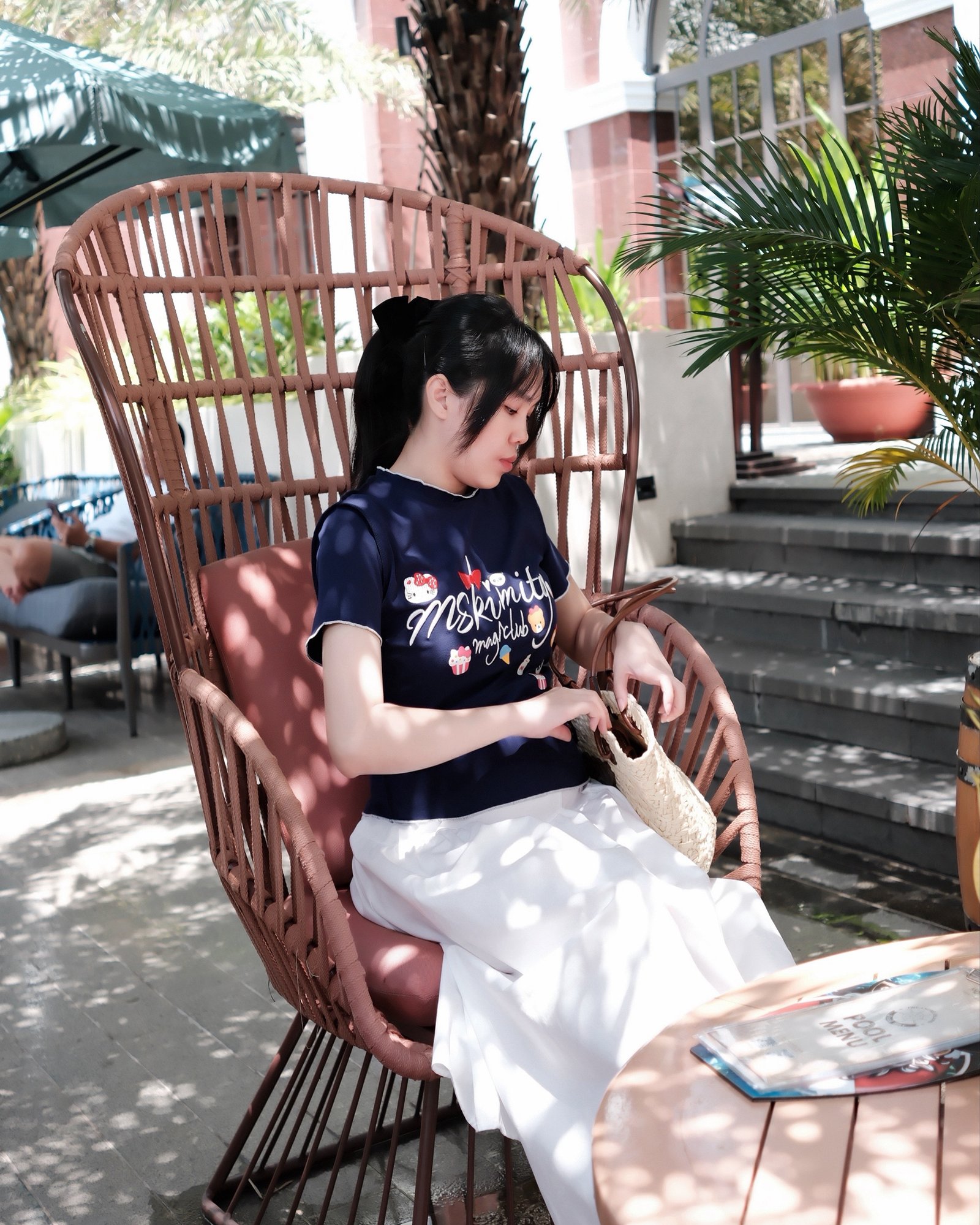 Áo Thun Nữ Cổ Viền Bèo Thêu Chữ Tay Ngắn Phong Cách Hàn Quốc Đi Chơi Du Lịch - Ảnh 5