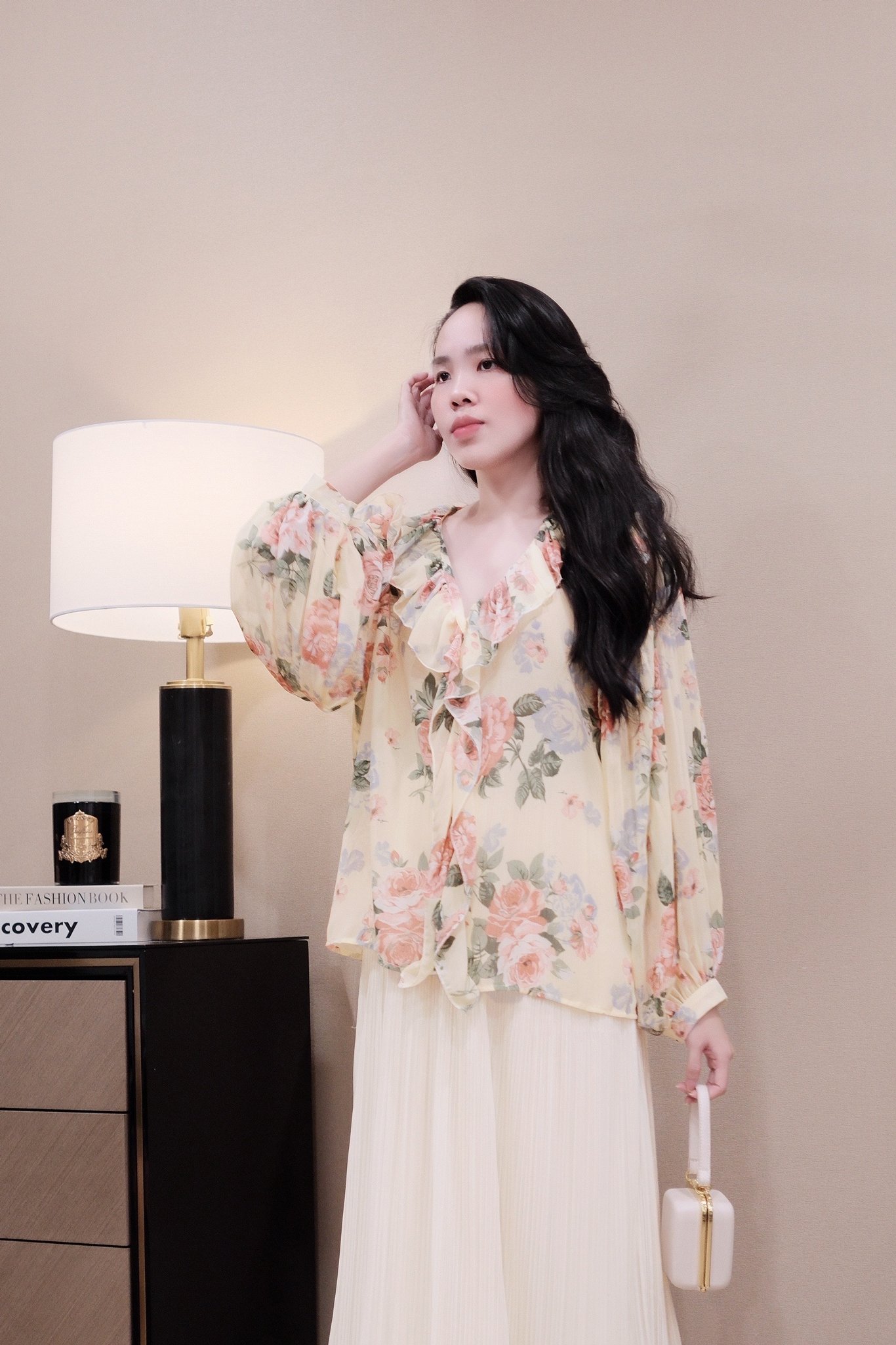 Áo Sơ Mi Voan Hoa Cổ Tim Tay Dài Nút Dọc Thanh Lịch - Phong Cách Nữ Tính, Hiện Đại Cho Mọi Dịp - Ảnh 6