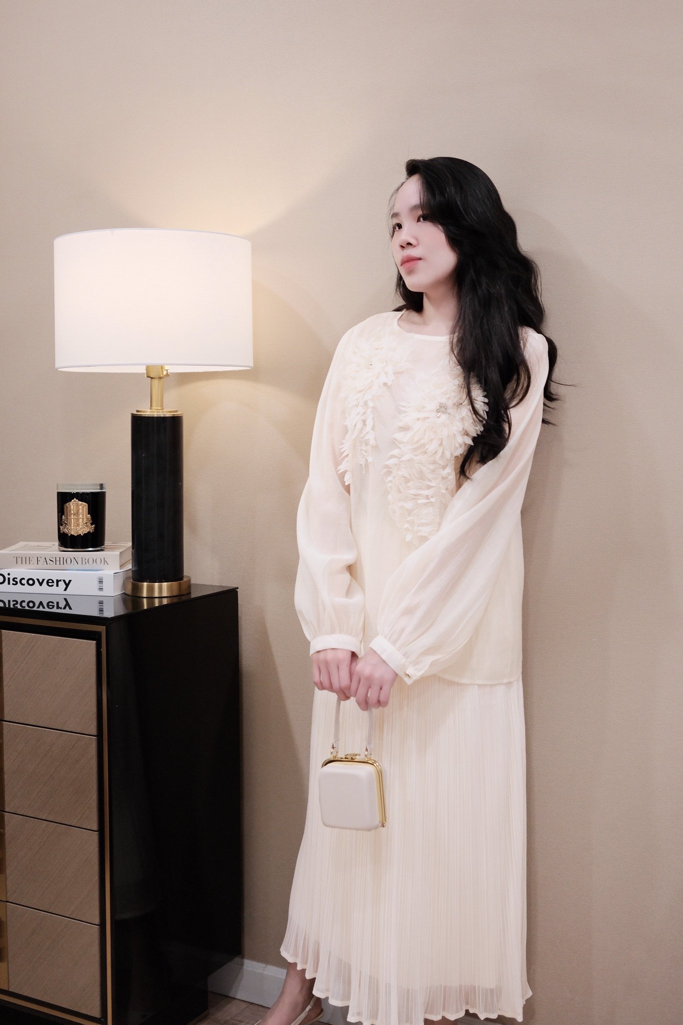 Áo Sơ Mi Voan Kiểu Cổ Tròn Đính Hoa 3D Tay Dài Nút Cài, Thanh Lịch & Sang Trọng - Ảnh 2