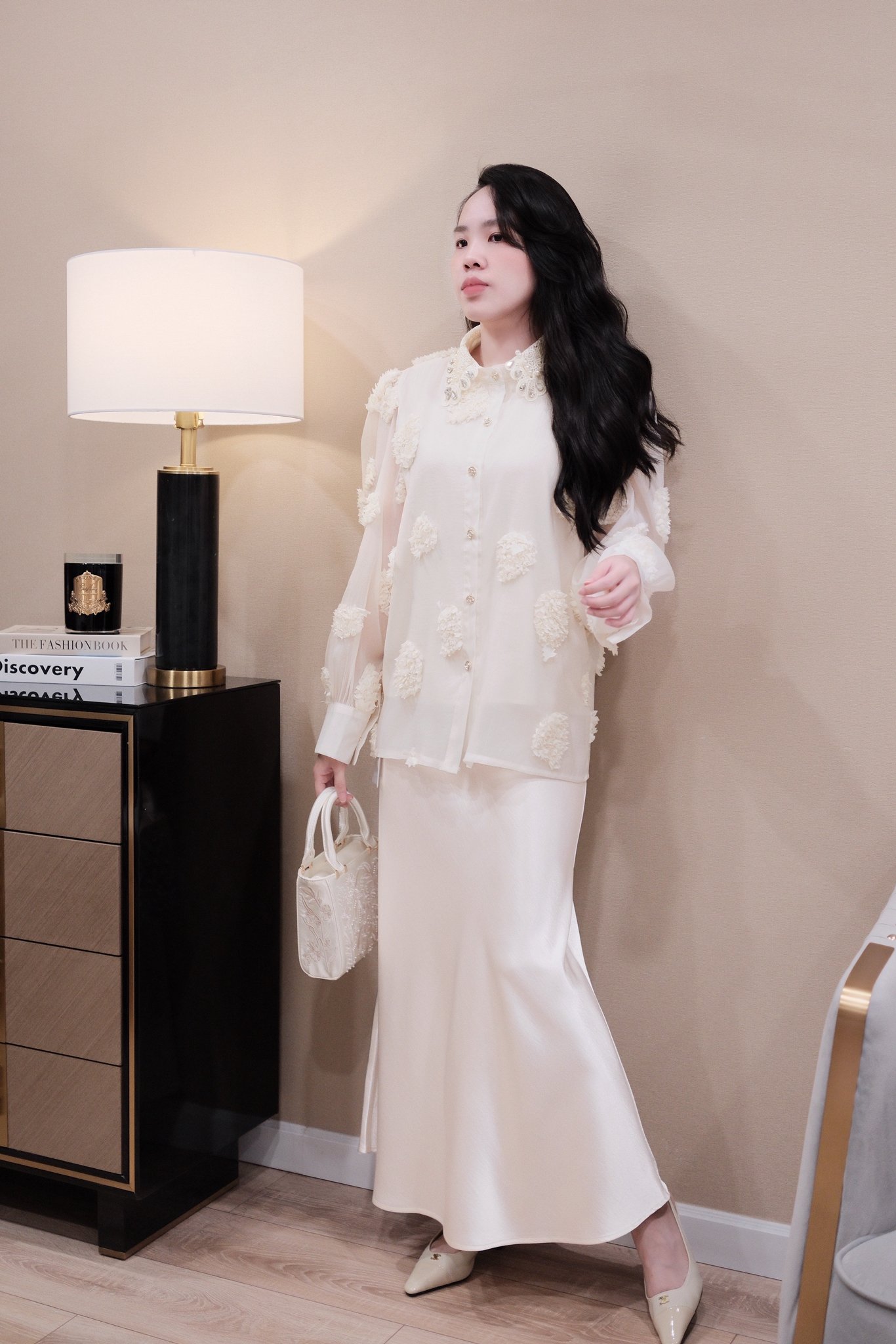 Áo Sơ Mi Voan Hoa Nổi Đính Đá Nữ Cao Cấp - Thiết Kế Thanh Lịch, Sang Trọng Cho Mọi Dịp - Ảnh 5