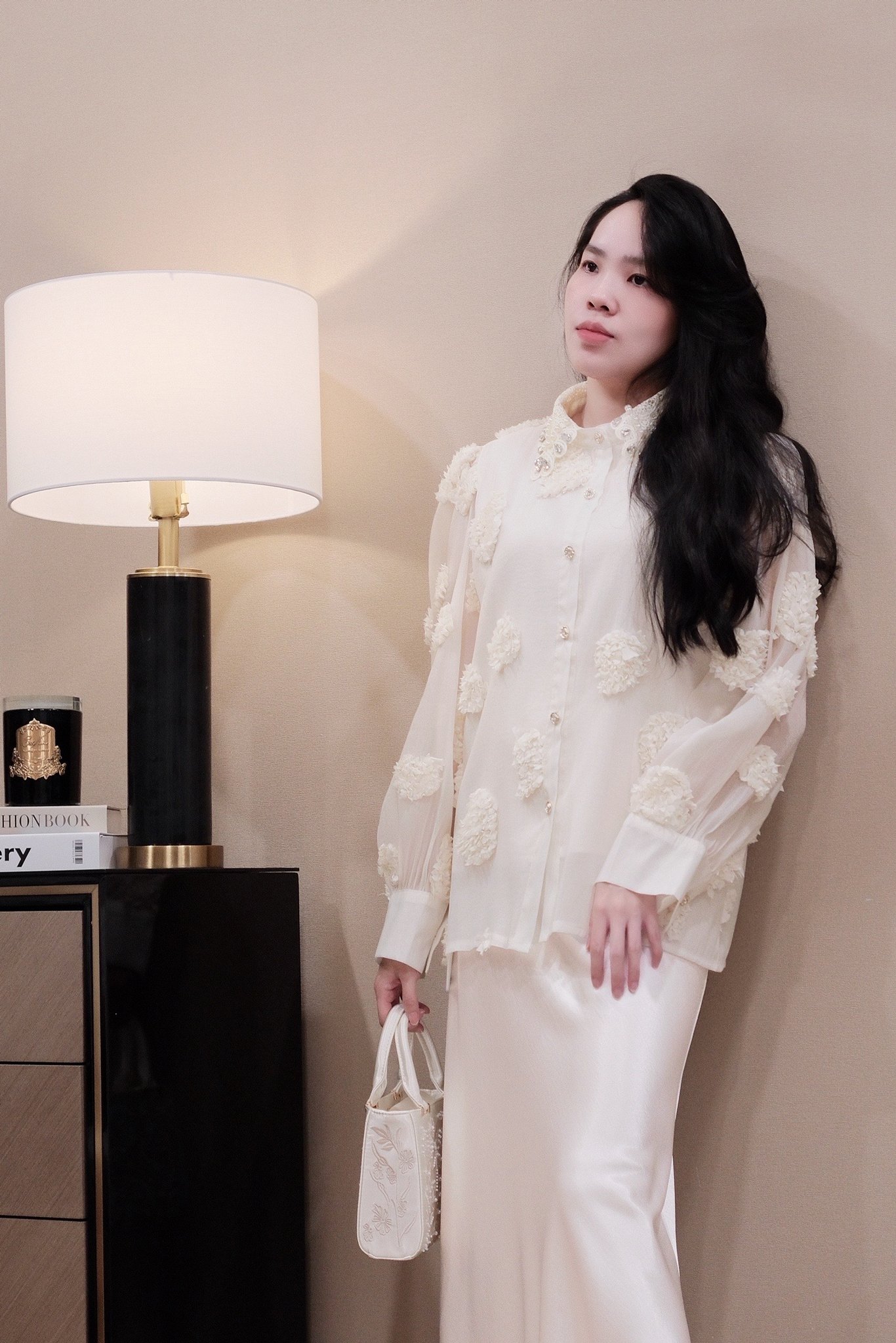 Áo Sơ Mi Voan Hoa Nổi Đính Đá Nữ Cao Cấp - Thiết Kế Thanh Lịch, Sang Trọng Cho Mọi Dịp - Ảnh 2