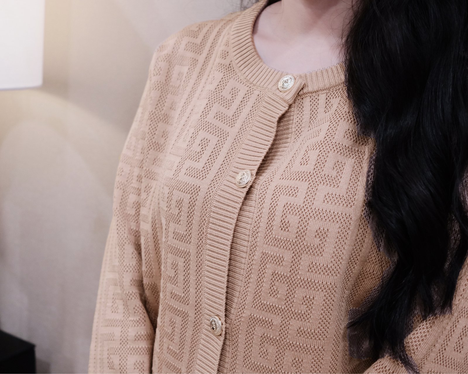 Set Len Nữ Dài Tay Họa Tiết Cao Cấp - Áo Cardigan Cổ Tròn & Quần Suông Dài Lưng Thun Thanh Lịch, Thời Thượng - Ảnh 6