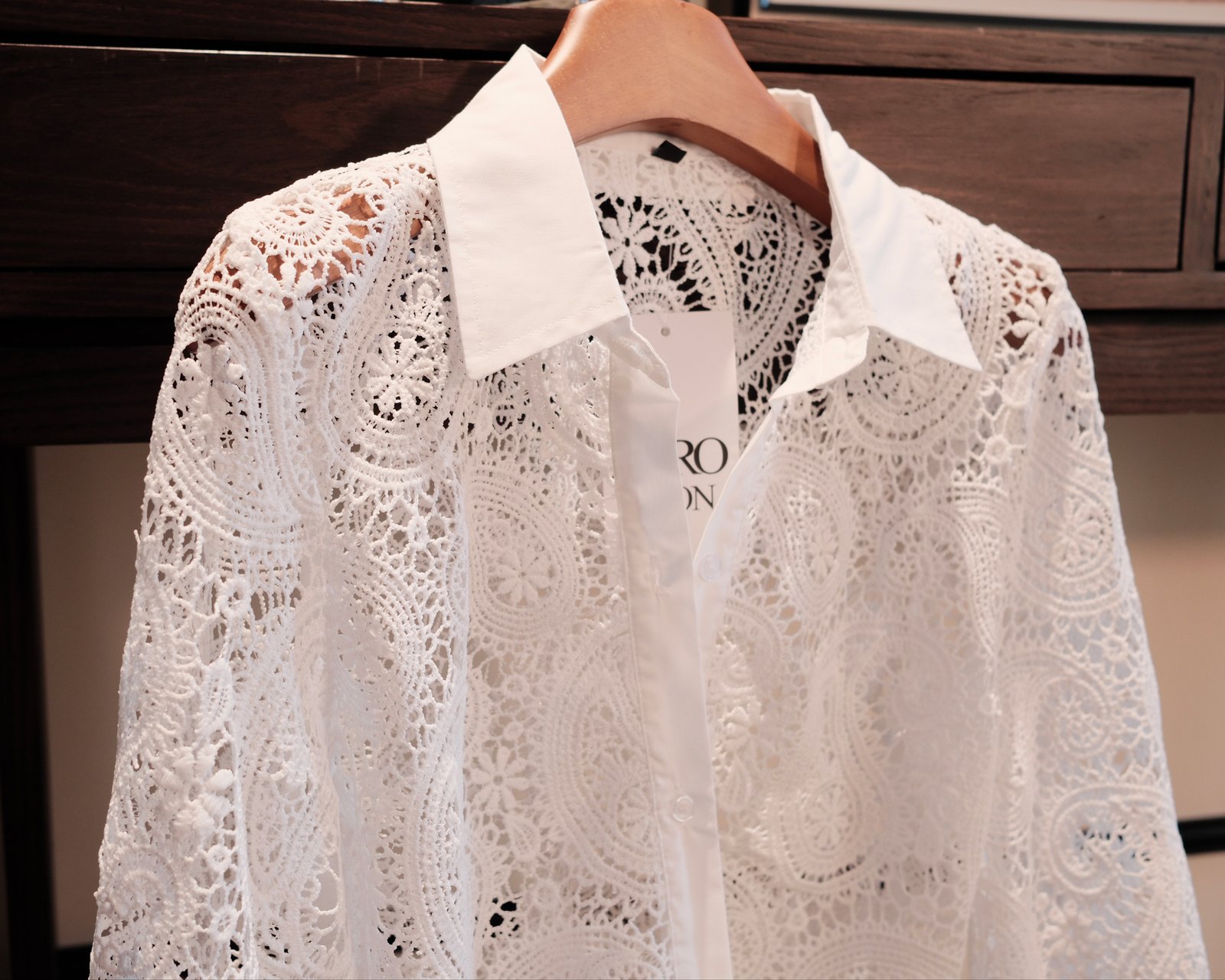 Áo Ren Sơ Mi Nữ Croptop Tay Dài Họa Tiết Tinh Xảo | Thời Trang Thanh Lịch, Phong Cách Hiện Đại Cho Mọi Dịp - Ảnh 3