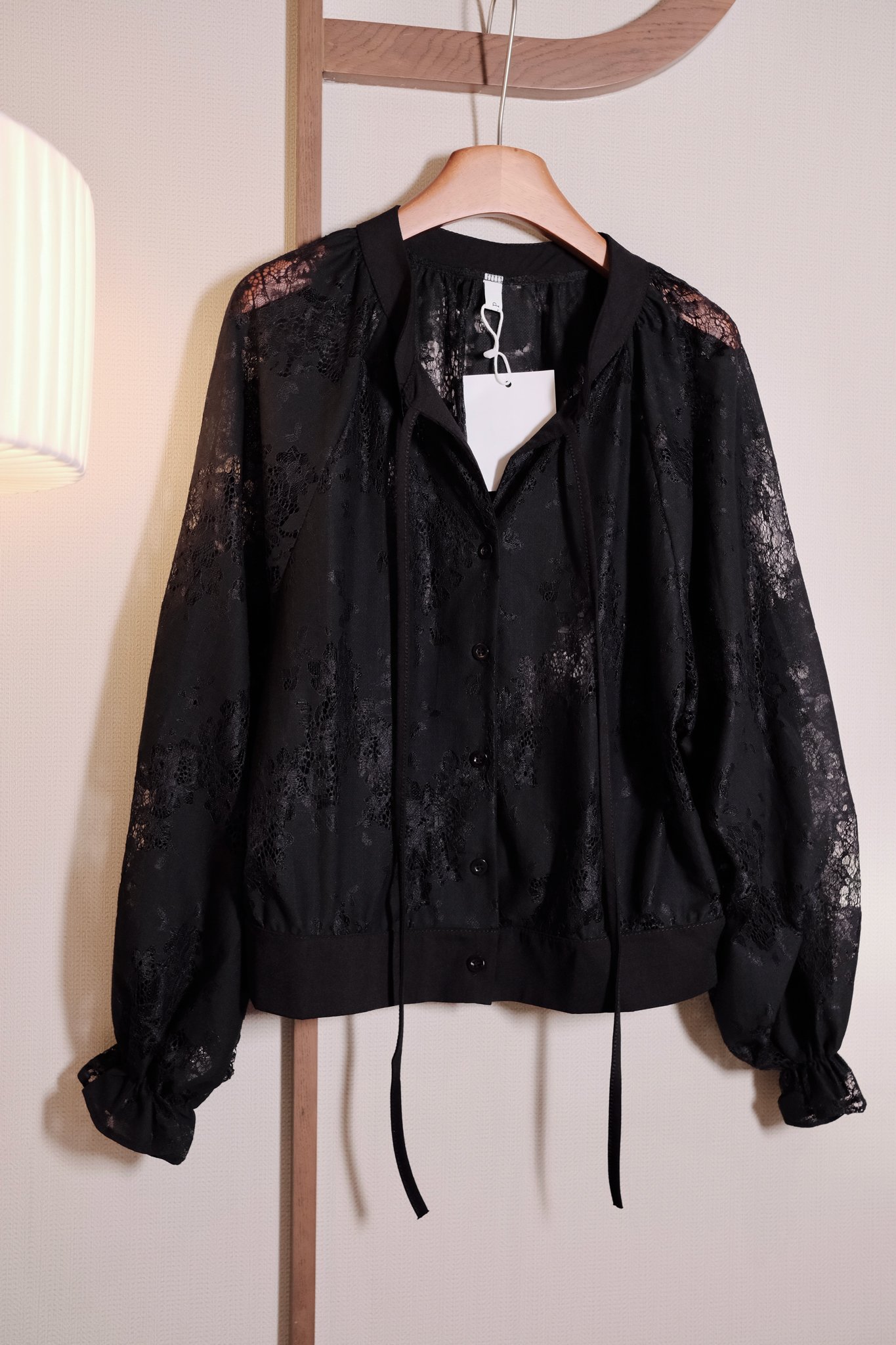 Áo Ren Cổ V Cột Dây, Tay Dài Bo Chun Sang Trọng, Quyến Rũ - Ảnh 5