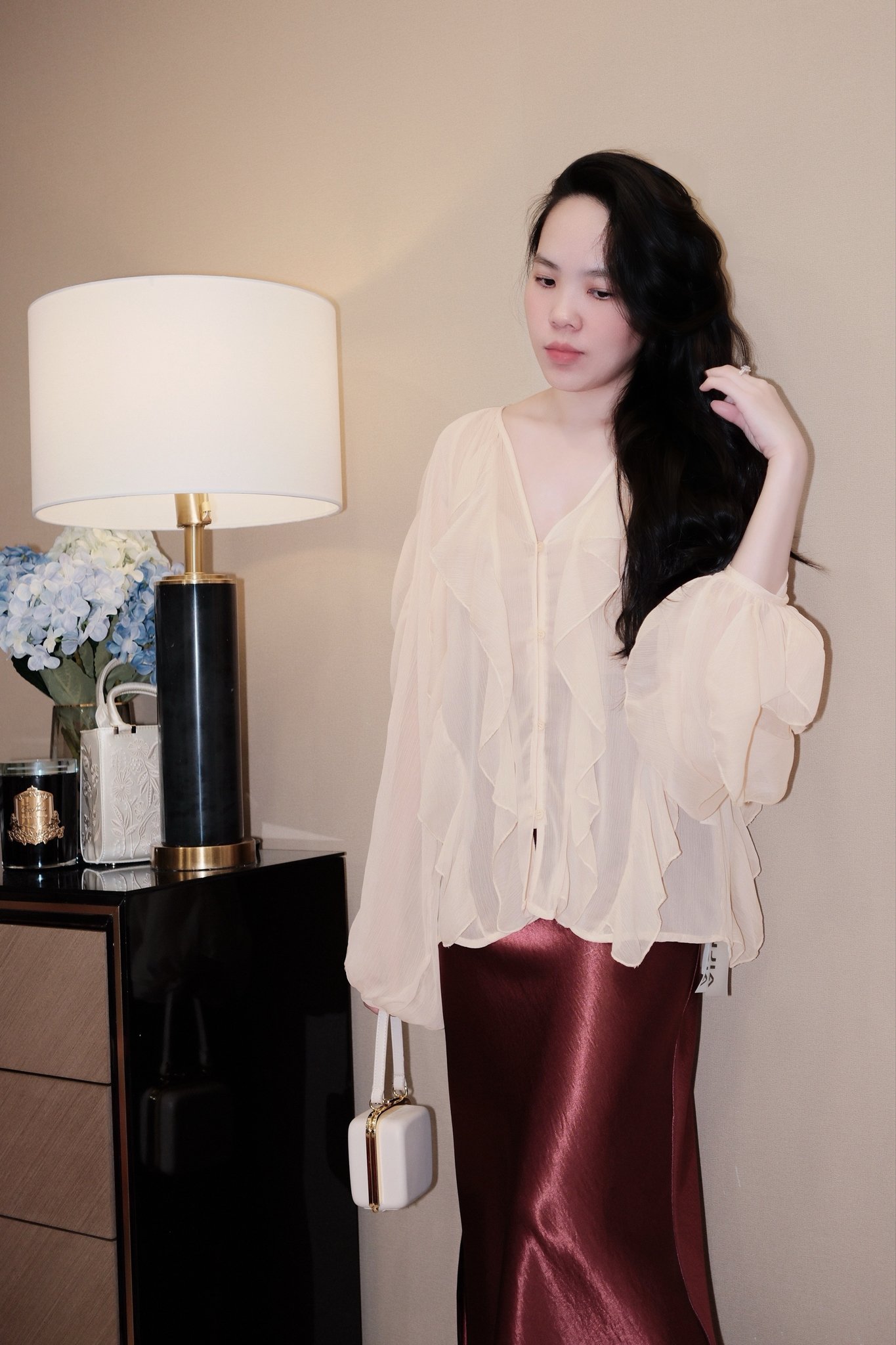 Áo Sơ Mi Voan Cổ V Tay Dài Thanh Lịch - Thiết Kế Đi Chơi, Du Lịch - Ảnh 17