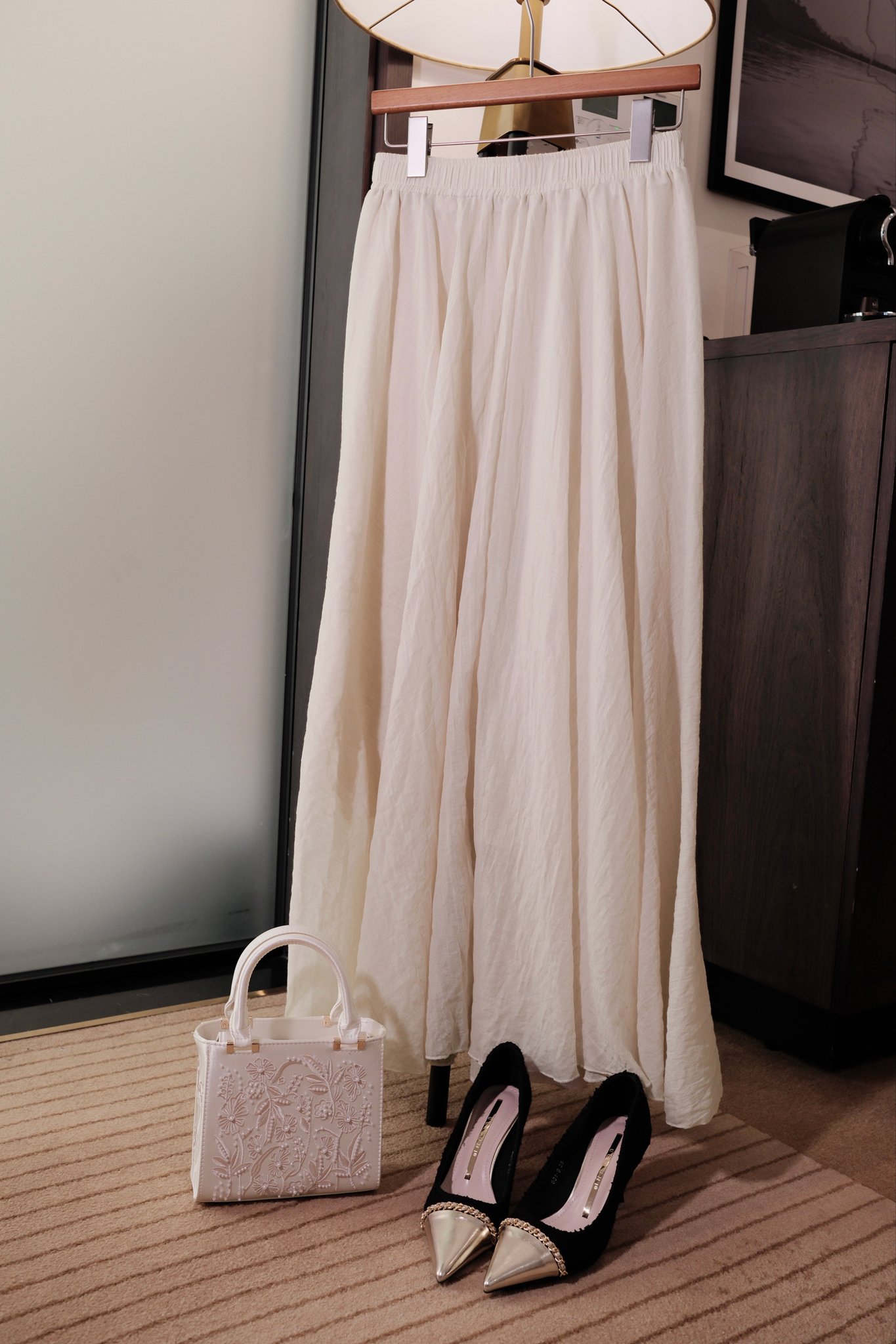 Áo Kiểu Voan Hoa Nữ Cao Cấp Bèo Cổ V Tay Dài Thanh Lịch - Phong Cách Dịu Dàng Đi Chơi, Du Lịch, Du Xuân - Ảnh 4