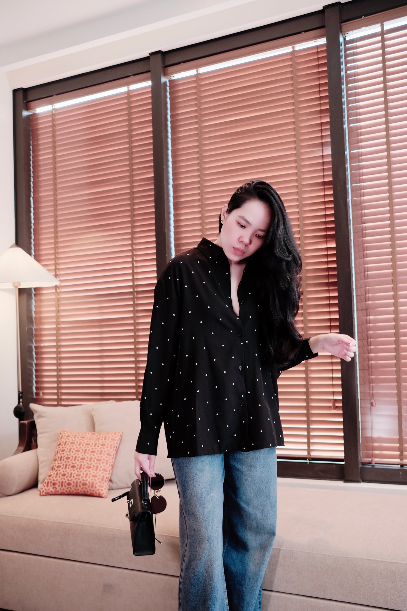 Áo Sơ Mi Nữ Chấm Bi Tay Dài Thanh Lịch, Phong Cách Công Sở & Đời Thường Hiện Đại - Ảnh 4