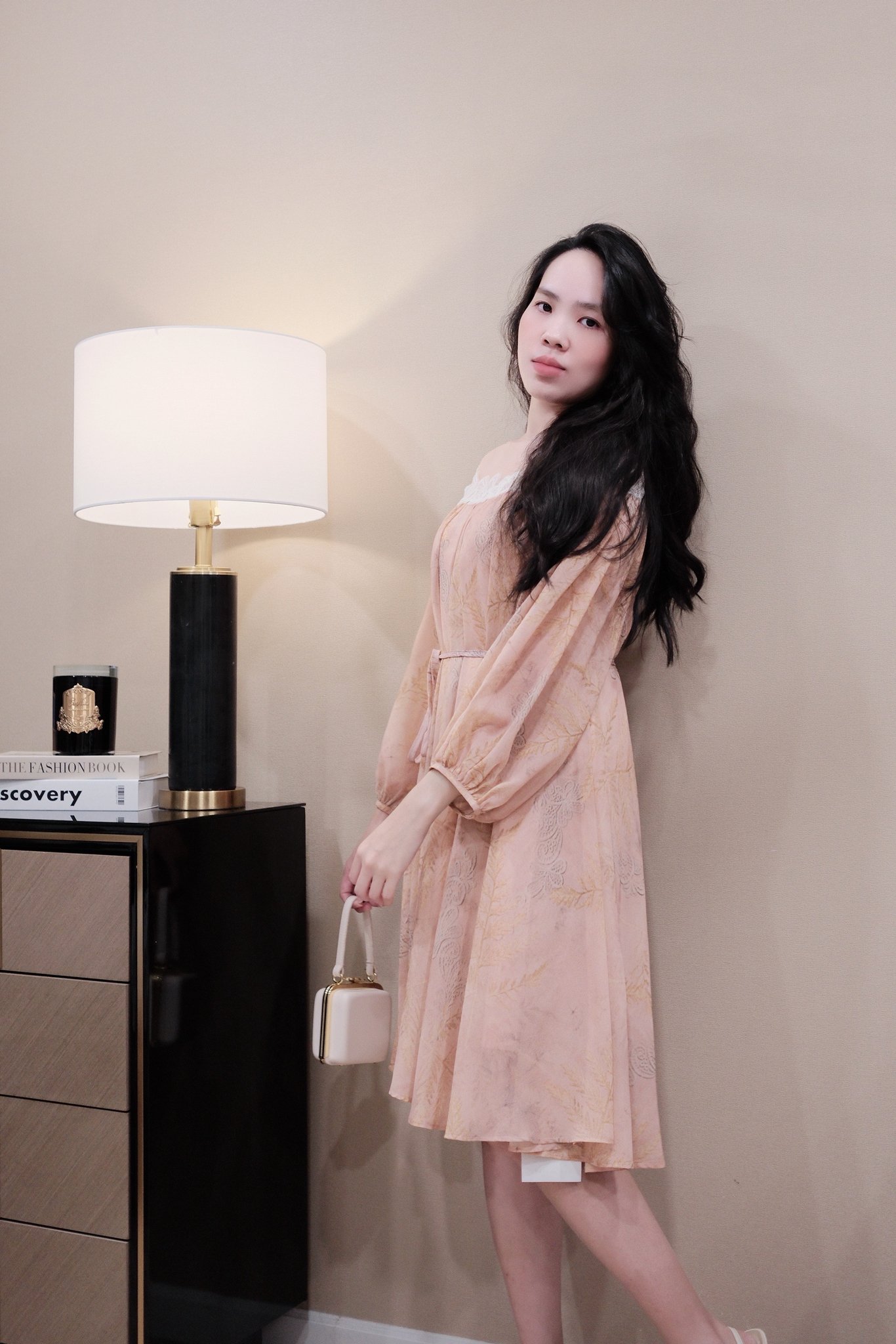 Váy Suông Voan Cổ Thuyền Phối Ren Lưới Tay Dài Thanh Lịch, Có Lót – Thiết Kế Cao Cấp Cho Tiệc Nhẹ, Đi Chơi & Du Lịch - Ảnh 5