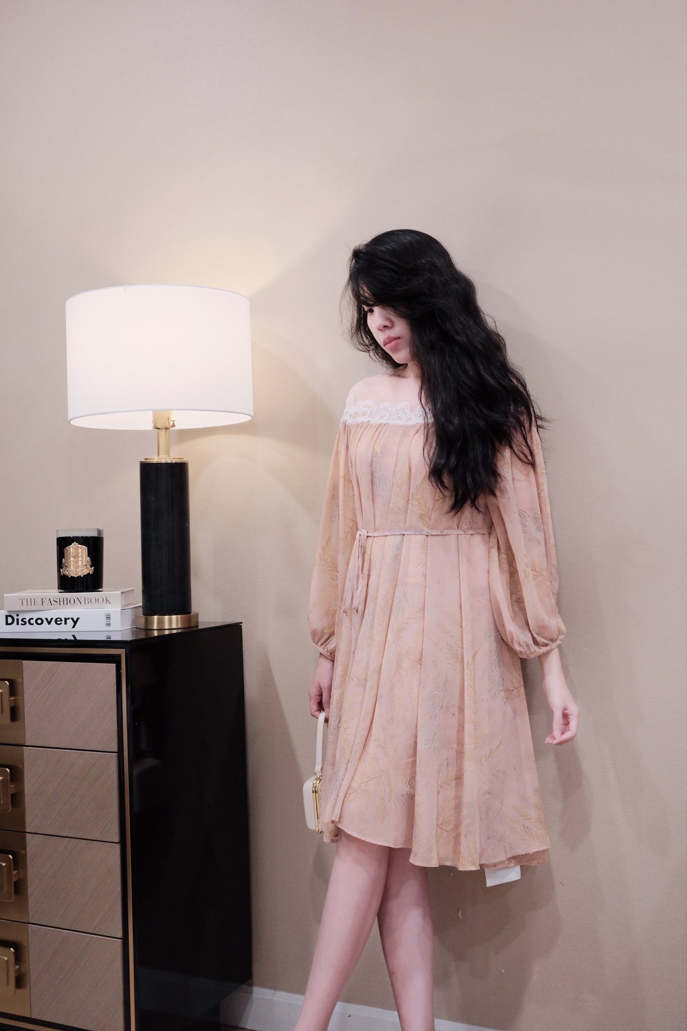 Váy Suông Voan Cổ Thuyền Phối Ren Lưới Tay Dài Thanh Lịch, Có Lót – Thiết Kế Cao Cấp Cho Tiệc Nhẹ, Đi Chơi & Du Lịch - Ảnh 6