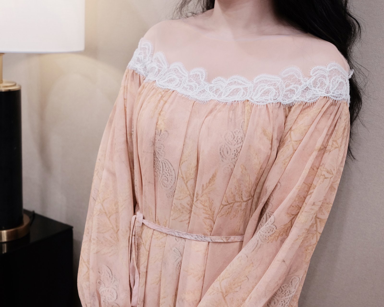 Váy Suông Voan Cổ Thuyền Phối Ren Lưới Tay Dài Thanh Lịch, Có Lót – Thiết Kế Cao Cấp Cho Tiệc Nhẹ, Đi Chơi & Du Lịch - Ảnh 3