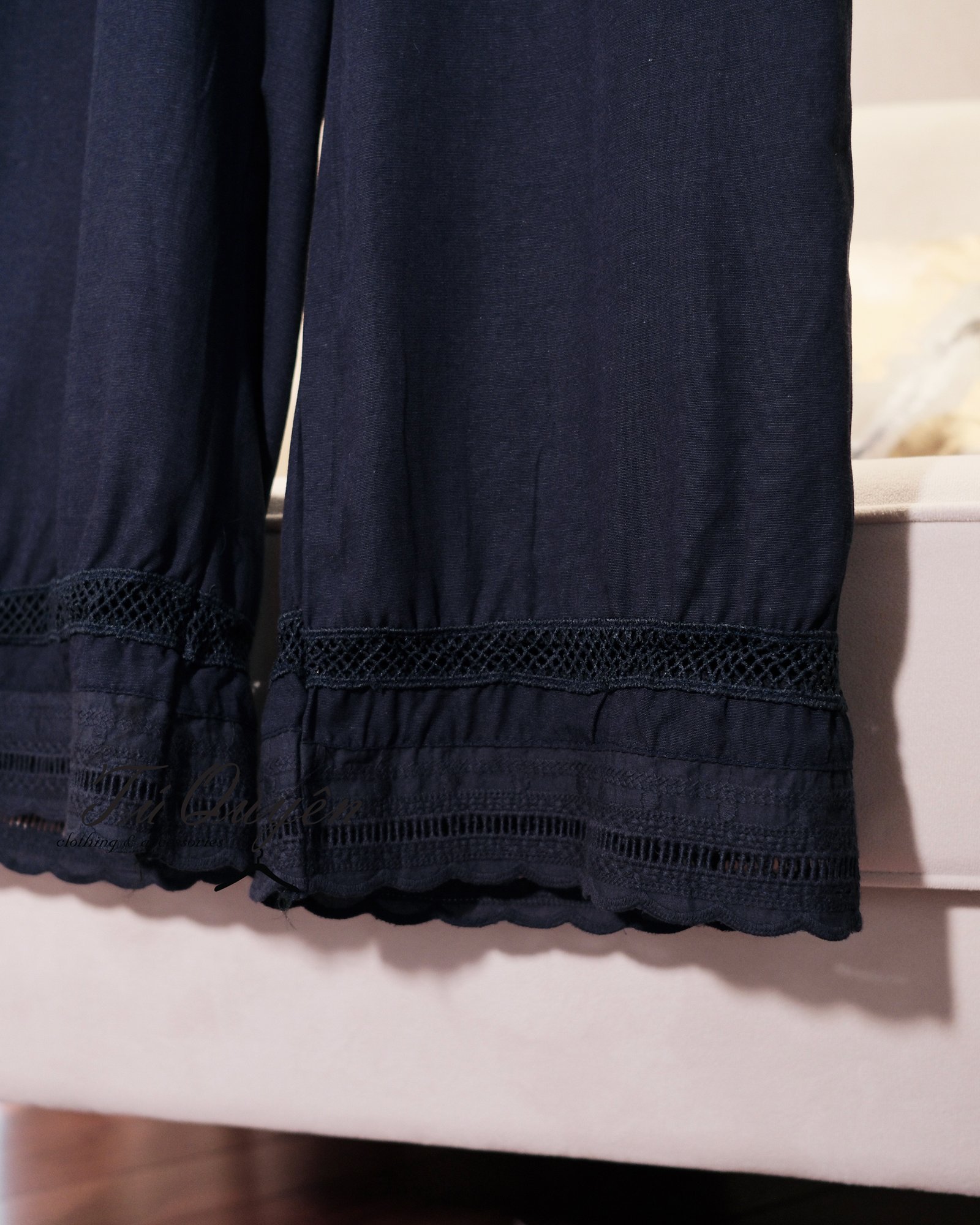 Quần Baggy Nữ Lưng Chun Gấu Ren Tinh Tế - Thoải Mái Thanh Lịch Cho Mọi Phong Cách, Dễ Dàng Phối Đồ - Ảnh 7