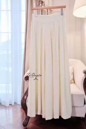 Quần Suông Ống Rộng Nữ Dáng Dài Xếp Ly Trước Lưng Bán Chun Thoải Mái Thanh Lịch",