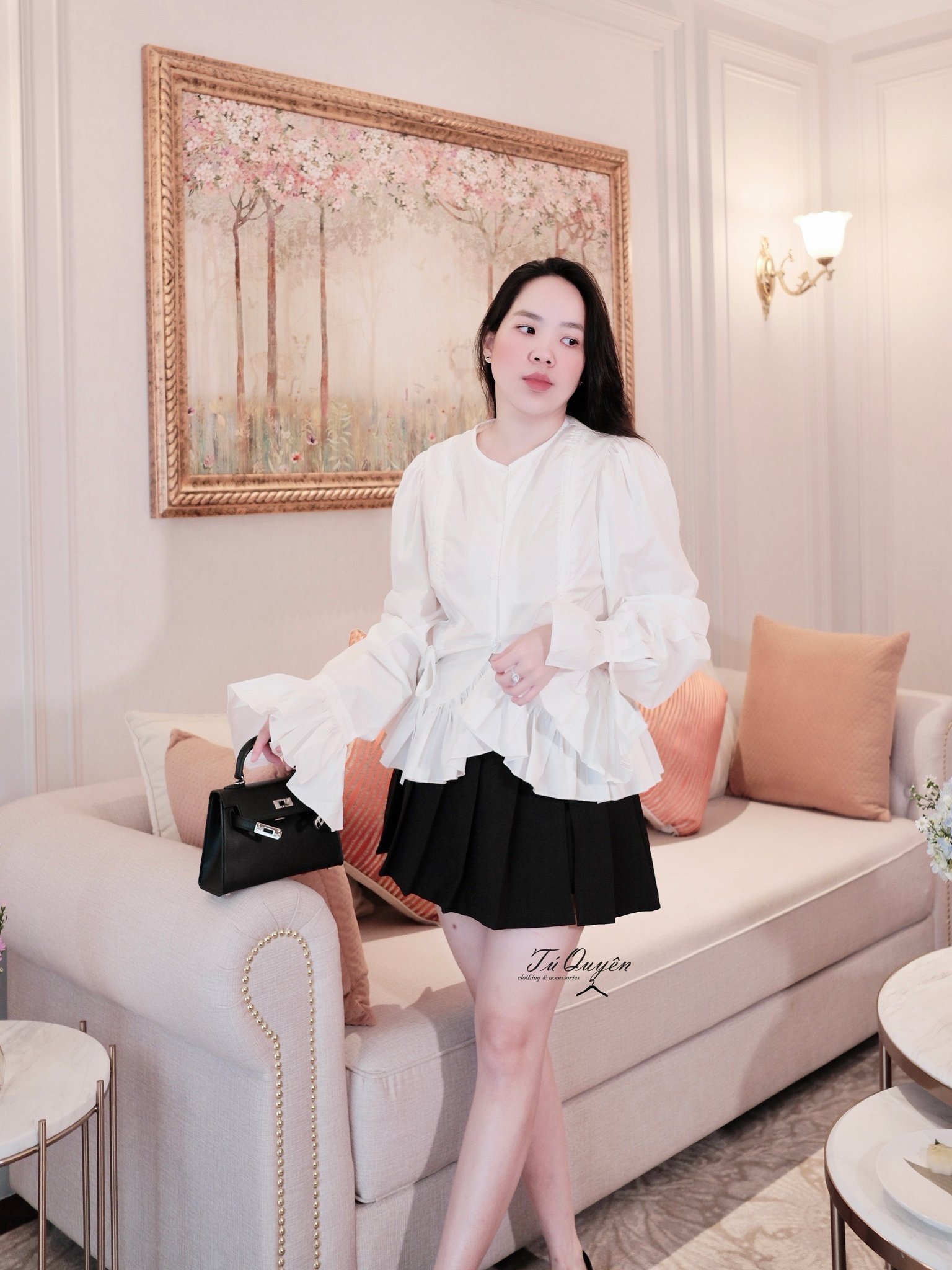 Áo Sơ Mi Cổ Tròn Dây Rút Eo Tay Bo Loe Thanh Lịch | Phong Cách Hiện Đại Năng Động - Ảnh 5
