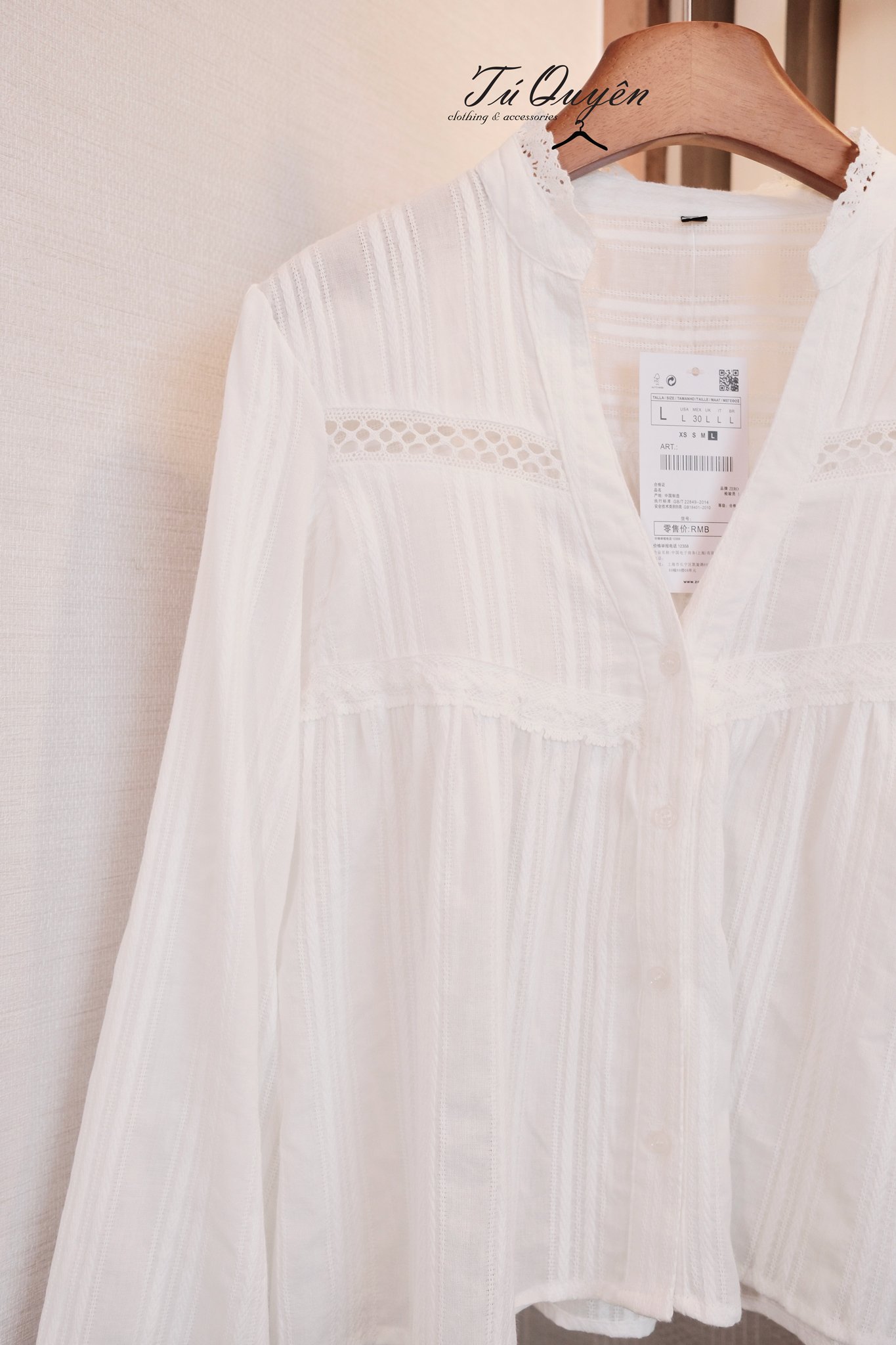 Áo Sơ Mi Nữ Kiểu Cổ V Phối Ren Tay Dài Croptop Thanh Lịch Sọc - Thời Trang Công Sở, Dạo Phố, Hàng Ngày", - Ảnh 3