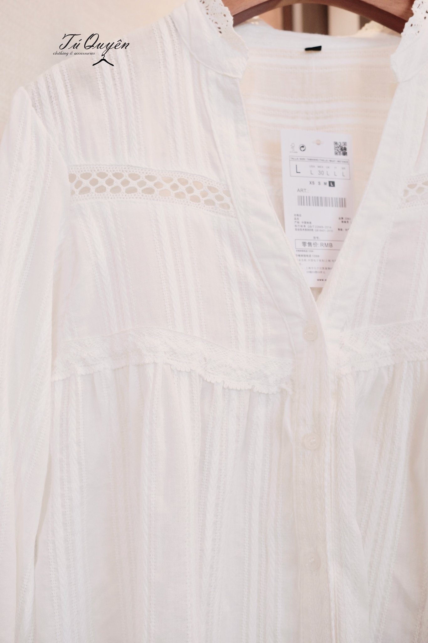 Áo Sơ Mi Nữ Kiểu Cổ V Phối Ren Tay Dài Croptop Thanh Lịch Sọc - Thời Trang Công Sở, Dạo Phố, Hàng Ngày", - Ảnh 4