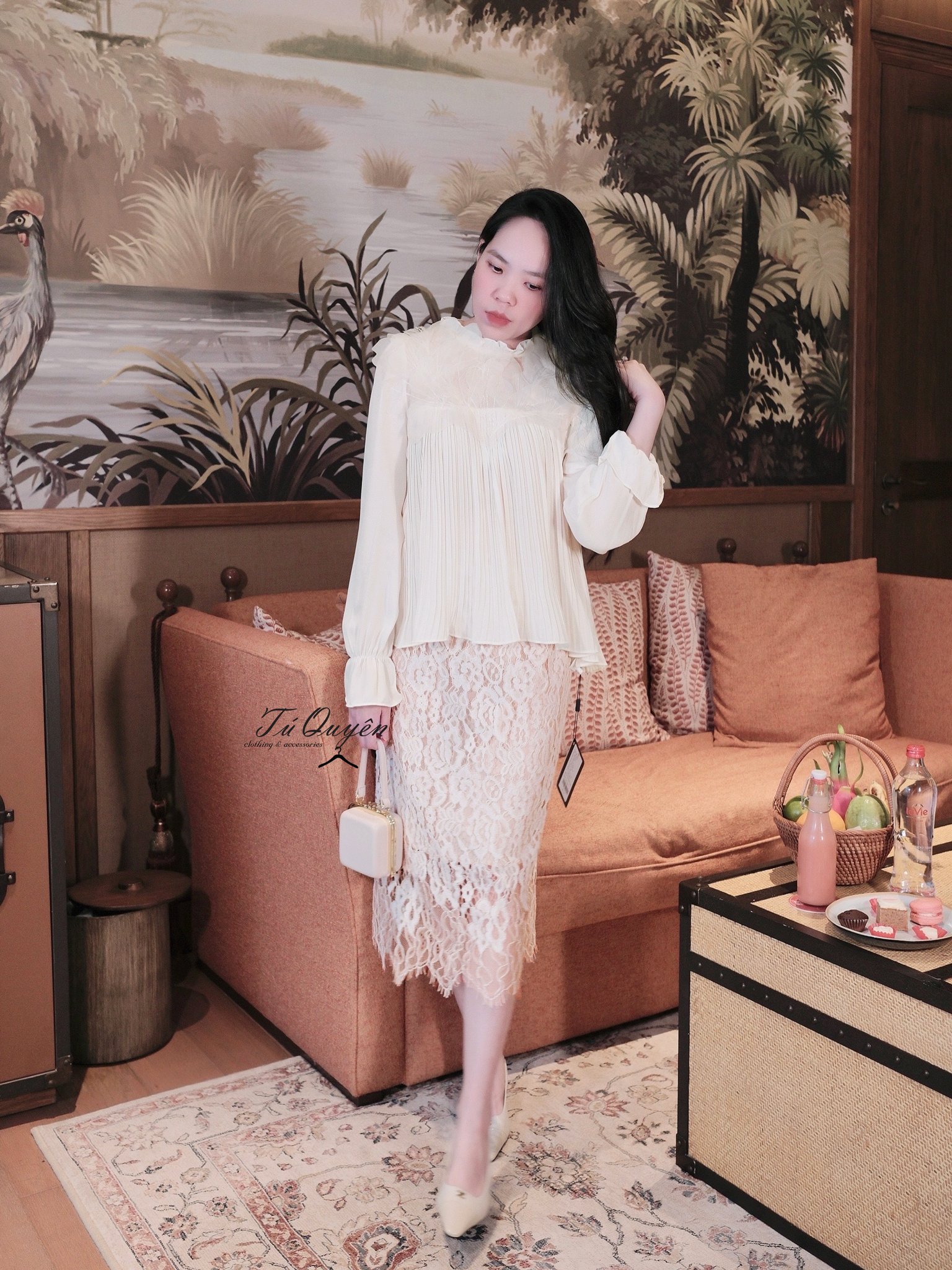 Áo Kiểu Voan Cổ Cao Xếp Ly Tay Dài Thanh Lịch - Phối Đồ Dự Tiệc, Dạo Phố & Du Lịch Phong Cách - Ảnh 3
